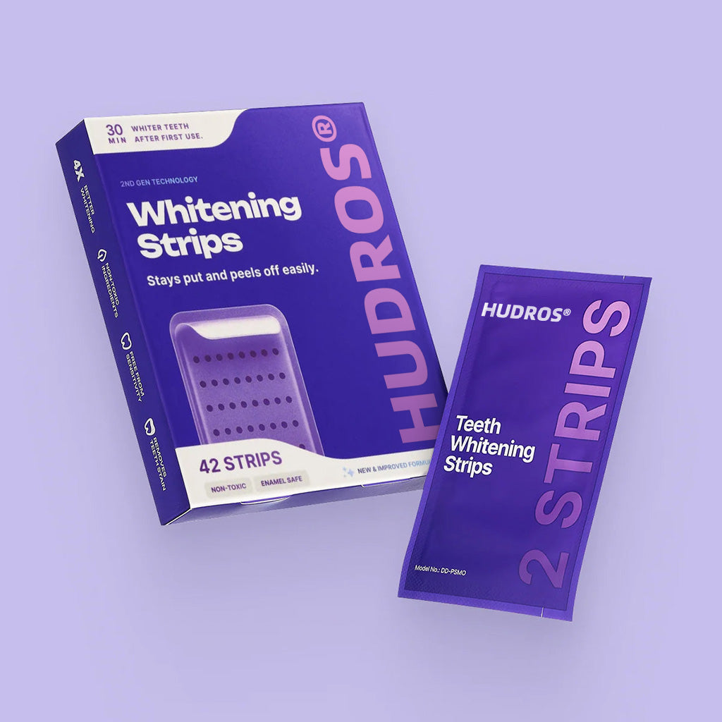 HUDROS® Purple Teeth Whitening Strips - 7/21 Whitening Sessions - Safe for Enamel - Non Sensitive Teeth Whitening - Peroxide-Free