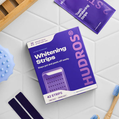 HUDROS® Purple Teeth Whitening Strips - 7/21 Whitening Sessions - Safe for Enamel - Non Sensitive Teeth Whitening - Peroxide-Free