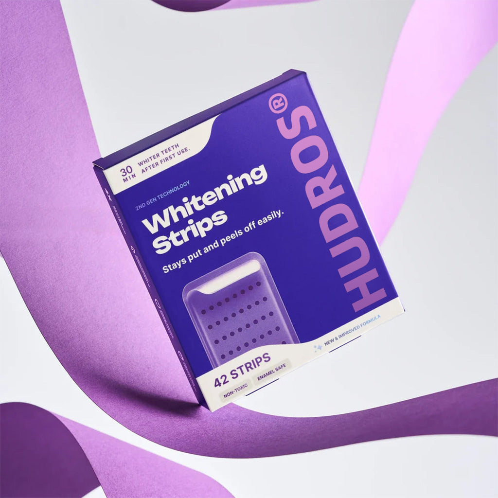 HUDROS® Purple Teeth Whitening Strips - 7/21 Whitening Sessions - Safe for Enamel - Non Sensitive Teeth Whitening - Peroxide-Free