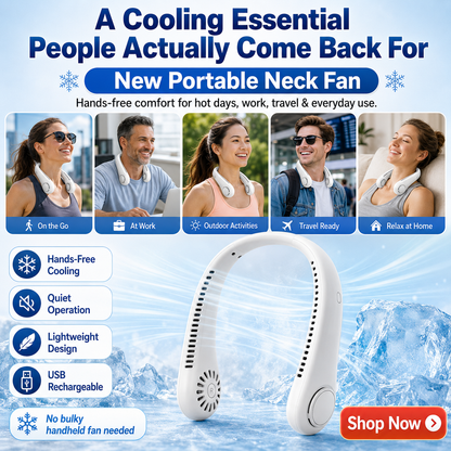 ⚡Billhol®  49% OFF Today – ❄️ Stay Cool Anywhere – New Portable Neck Fan | Hands-Free • Lightweight • USB Rechargeable-QO