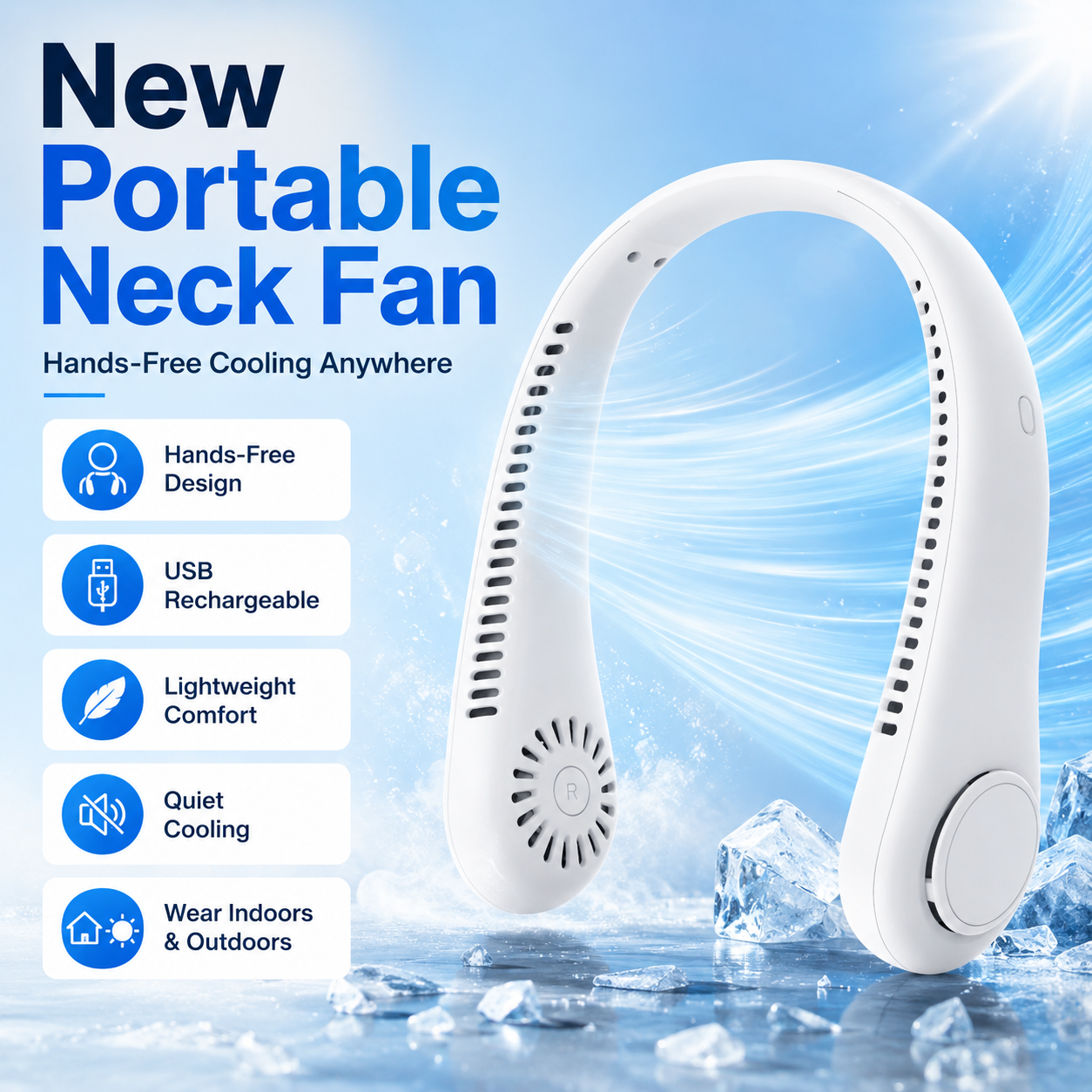 ⚡Billhol®  49% OFF Today – ❄️ Stay Cool Anywhere – New Portable Neck Fan | Hands-Free • Lightweight • USB Rechargeable-QO