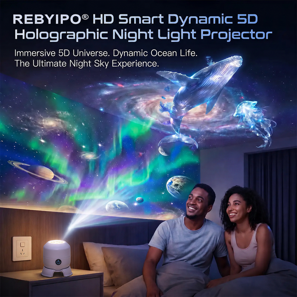 🎇💡Last day 70%off丨🌠REBYIPO® Night Light Projector — Smart 5D Holographic Starry Sky & Ocean Projector 🌠