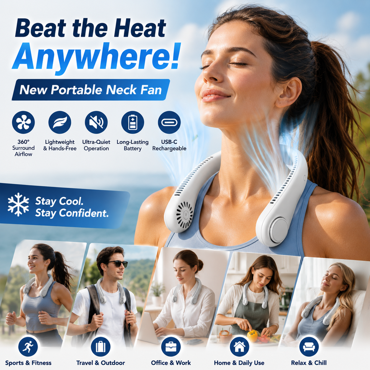 ⚡Billhol®  49% OFF Today – ❄️ Stay Cool Anywhere – New Portable Neck Fan | Hands-Free • Lightweight • USB Rechargeable-QO
