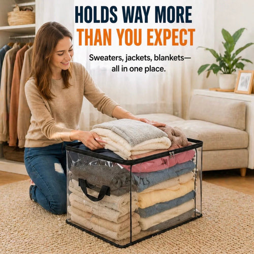 🏆LAST DAY BUY 2 GET 1 FREE!!💕SVOZK®🇬🇧 Transparent Storage Bag – Large, Dust & Moisture-Proof with Handle✨Ultimate All-in-One Organizer for Clothes, Toys, Books, Stuffed Animals & Absolutely Everything! 🧸📚👕🧦