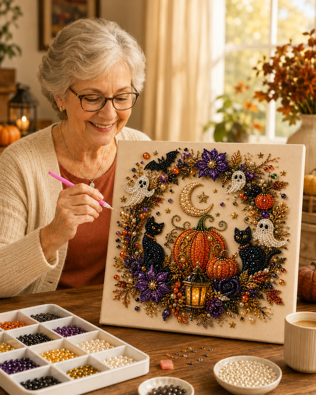 Halloween Ghost Pearl Art DIY Kit