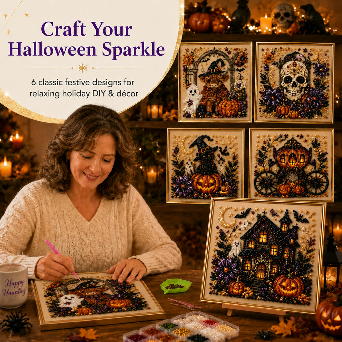 Halloween Ghost Pearl Art DIY Kit